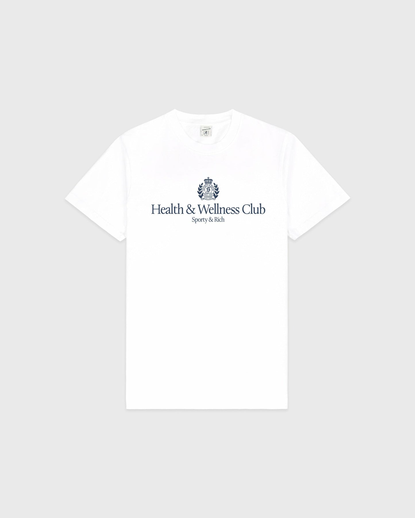 H&W Crest T-Shirt - White/Light Navy