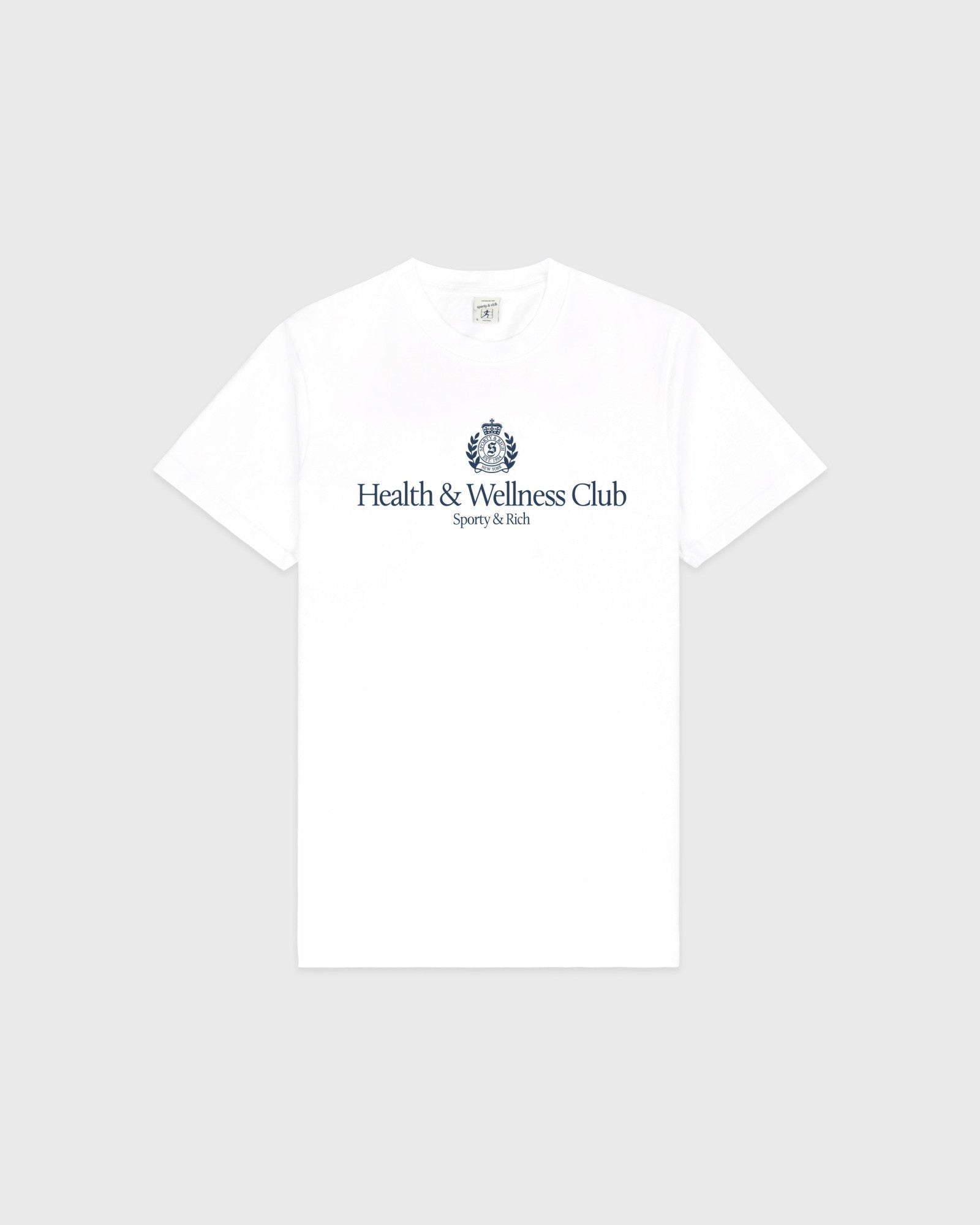 H&W Crest T-Shirt - White/Light Navy