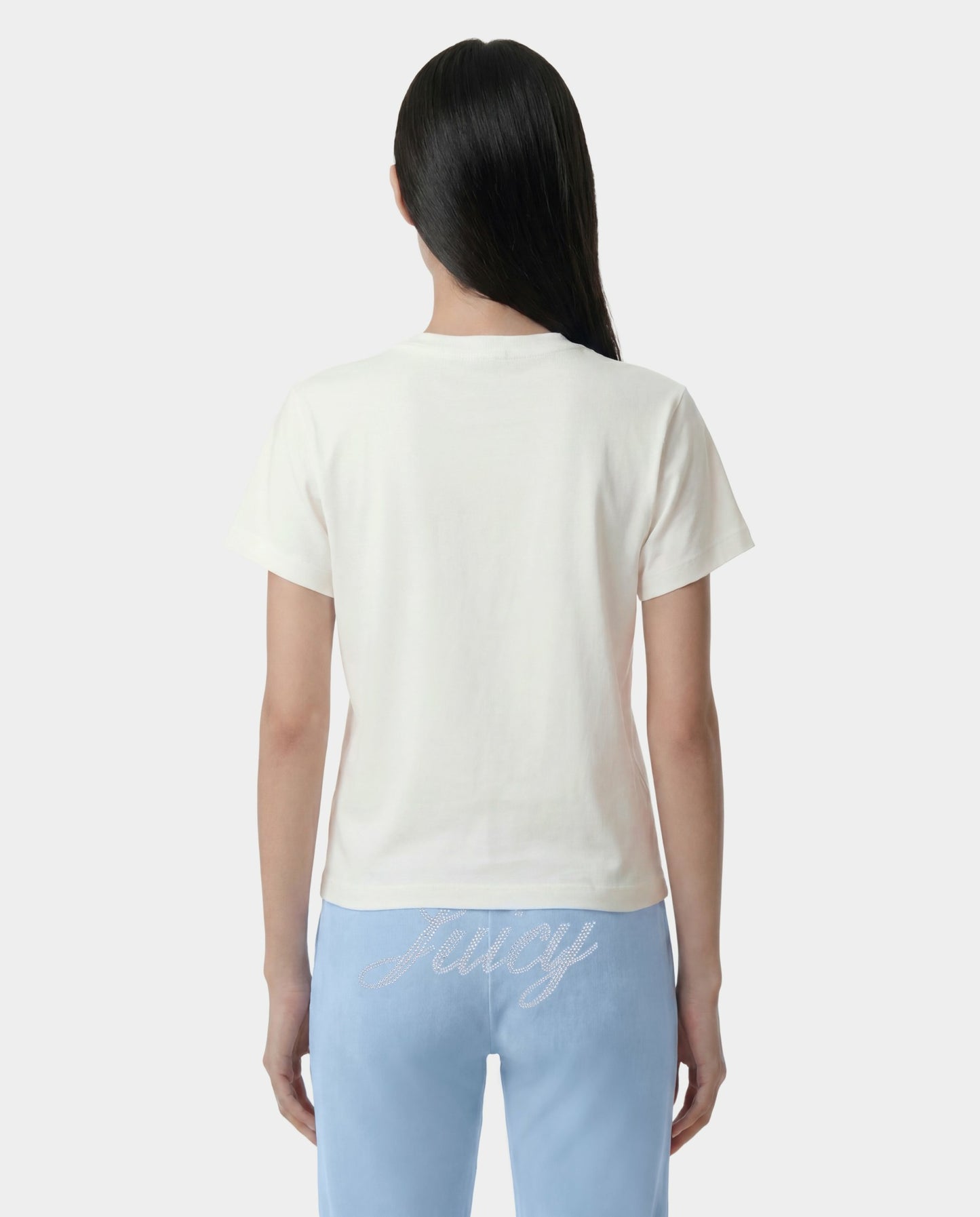 Juicy Emblem Essentials Tee - White/Sky Blue