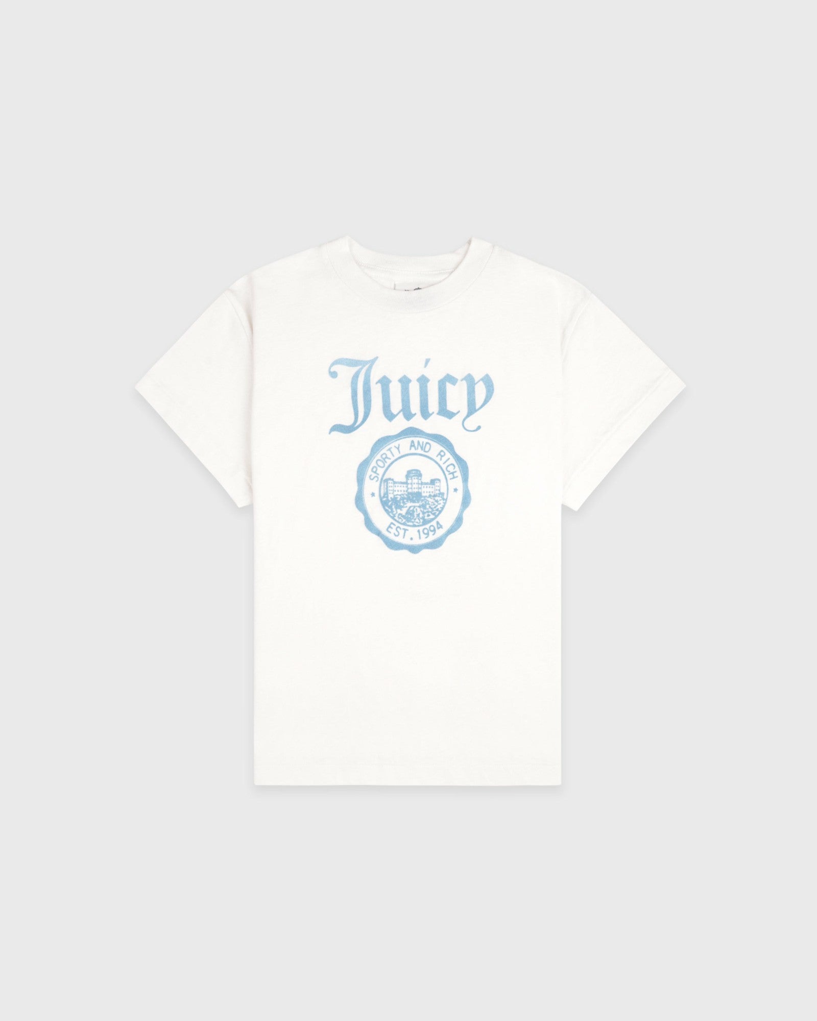 Juicy Emblem Essentials Tee - White/Sky Blue