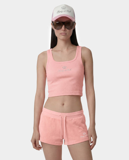 Juicy Crown Ribbed Tank - Rose