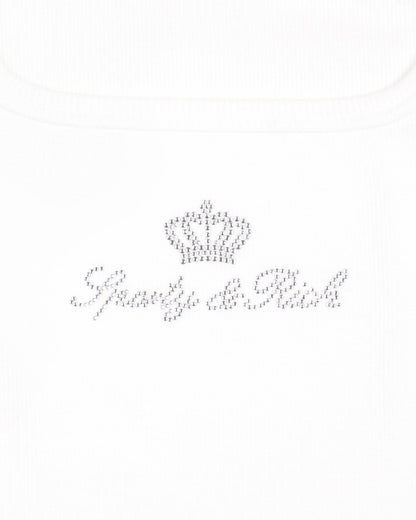 Juicy Crown Ribbed Tank - White