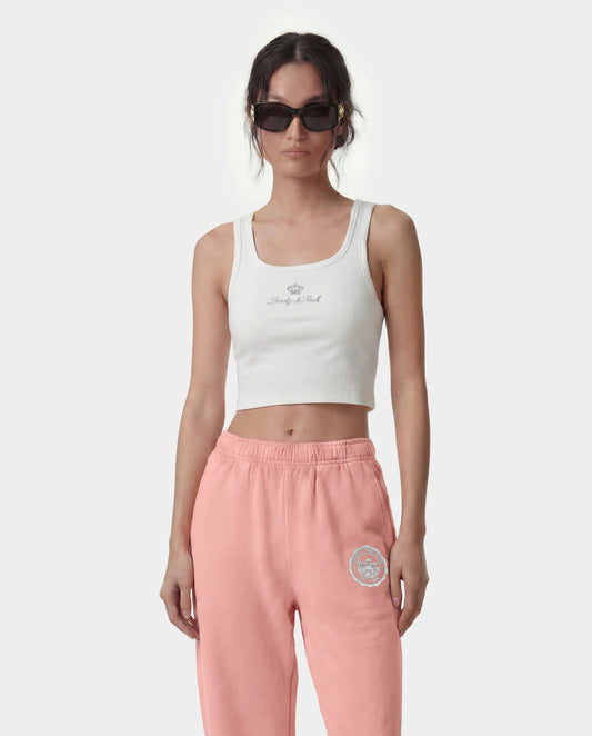 Juicy Crown Ribbed Tank - White