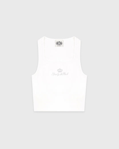 Juicy Crown Ribbed Tank - White