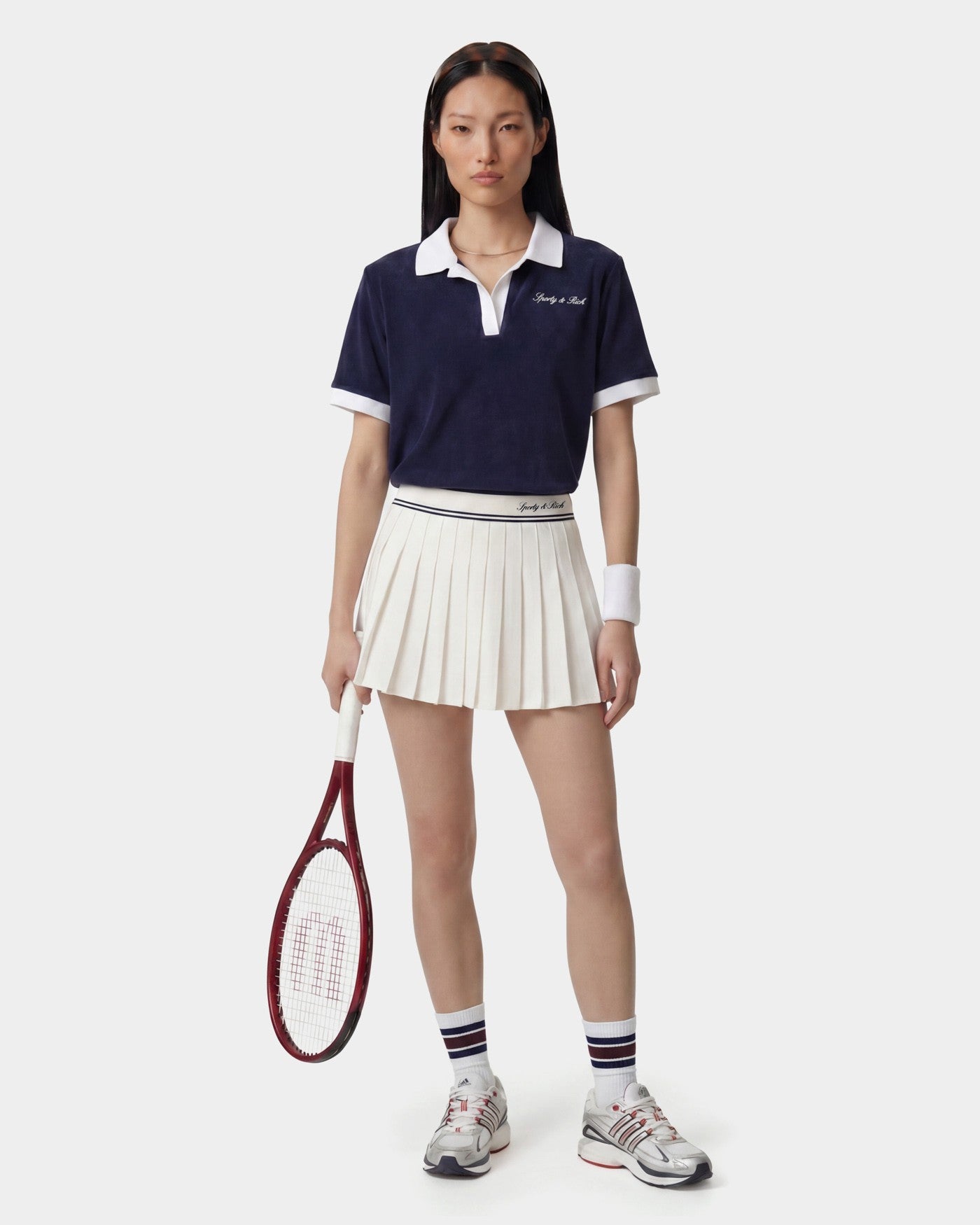 Signature Logo Terry Polo - Navy/White