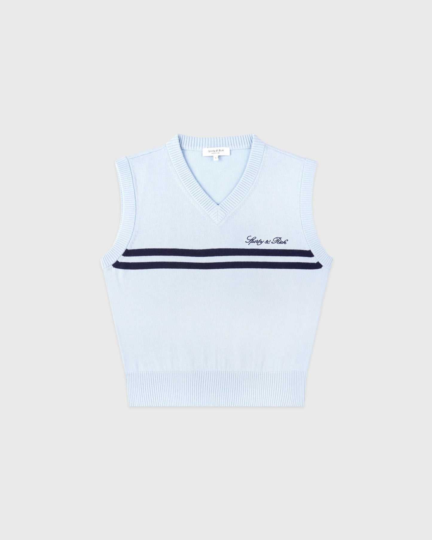 Signature Logo Knitted Vest - Ciel/Navy