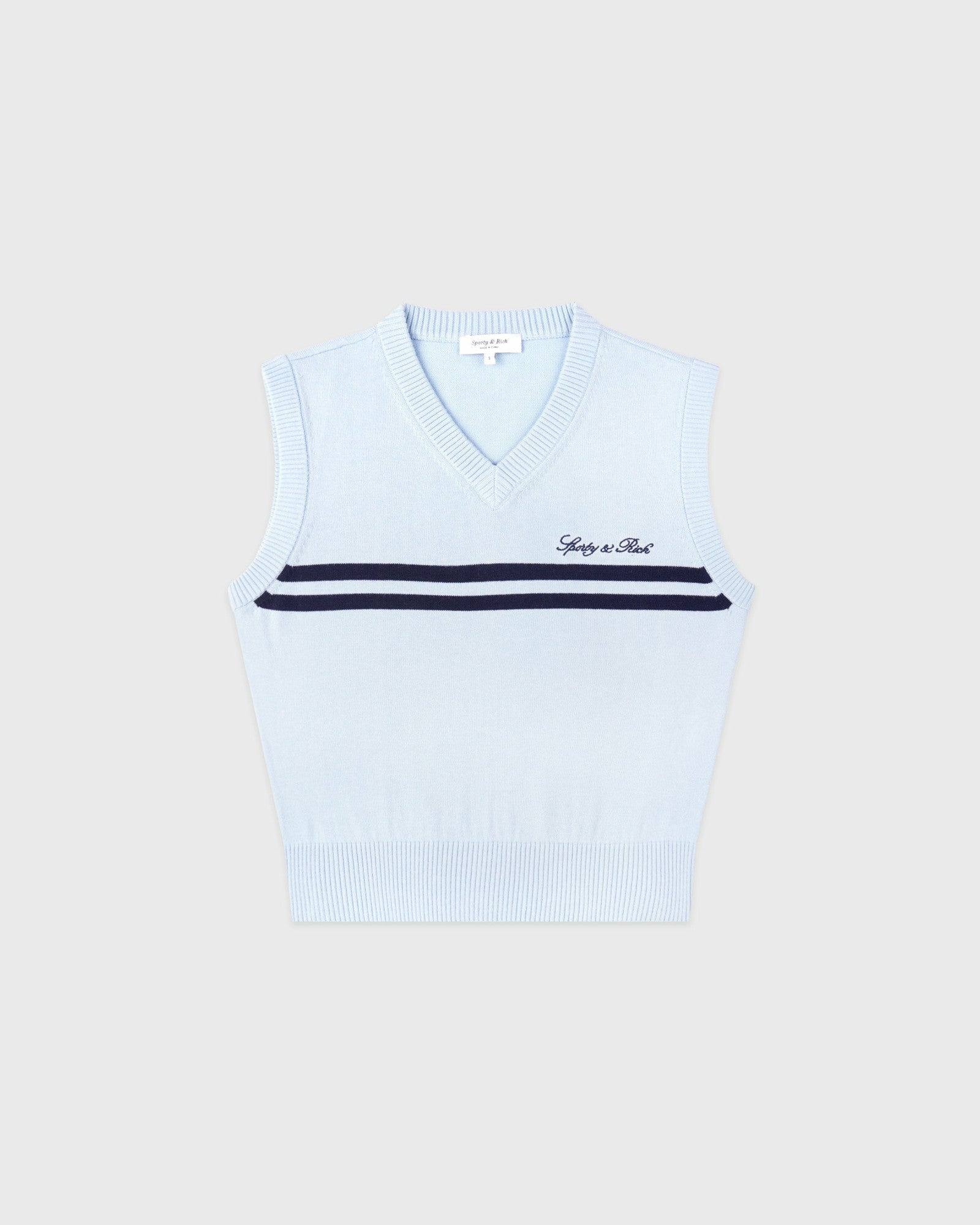 Signature Logo Knitted Vest - Ciel/Navy