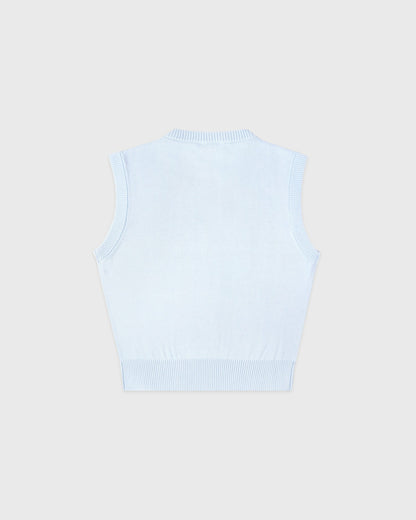 Signature Logo Knitted Vest - Ciel/Navy