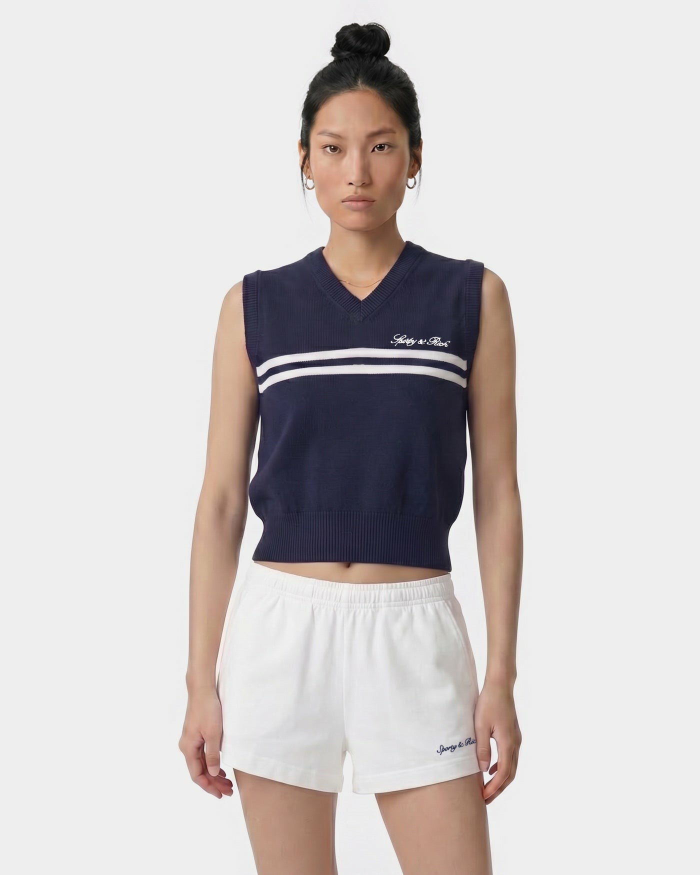 Signature Logo Knitted Vest - Navy/White