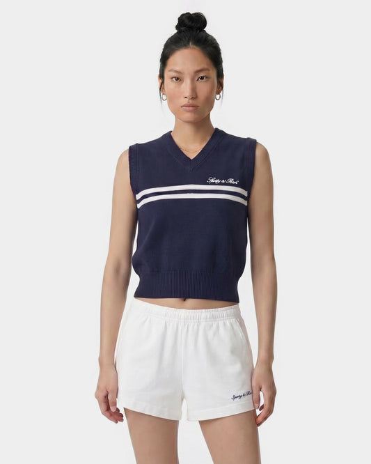 Signature Logo Knitted Vest - Navy/White