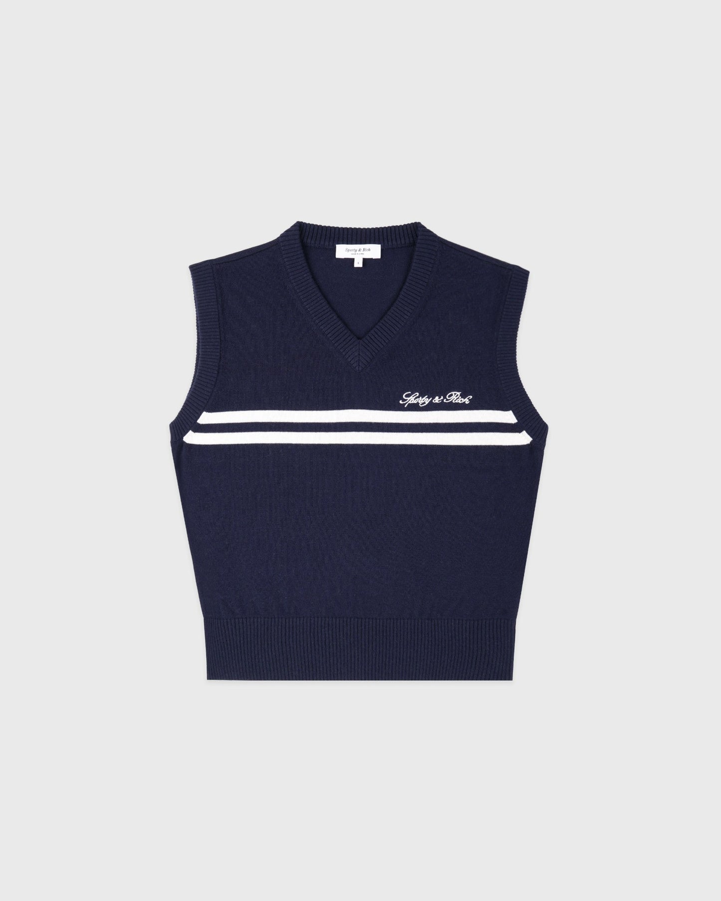 Signature Logo Knitted Vest - Navy/White
