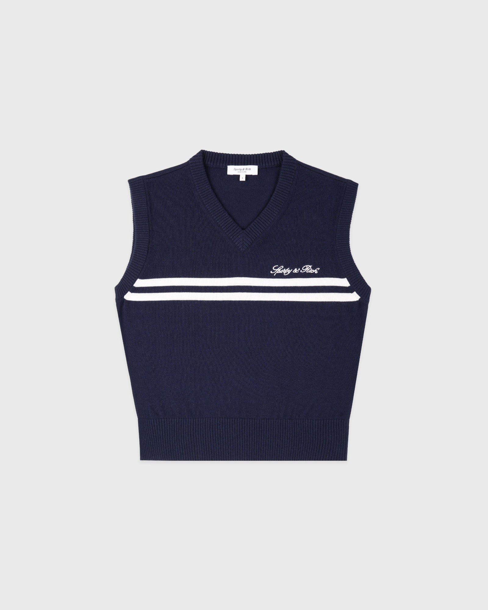 Signature Logo Knitted Vest - Navy/White