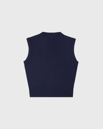 Signature Logo Knitted Vest - Navy/White
