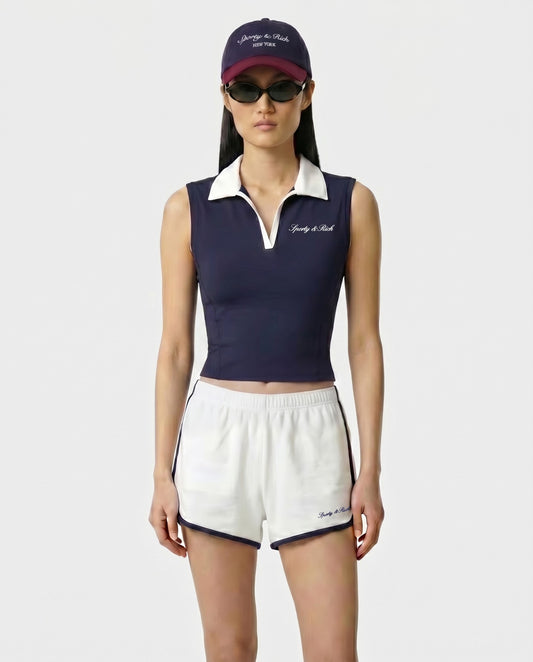 Signature Logo Sports Polo Vest - Navy/White