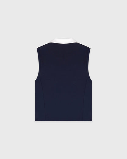 Signature Logo Sports Polo Vest - Navy/White
