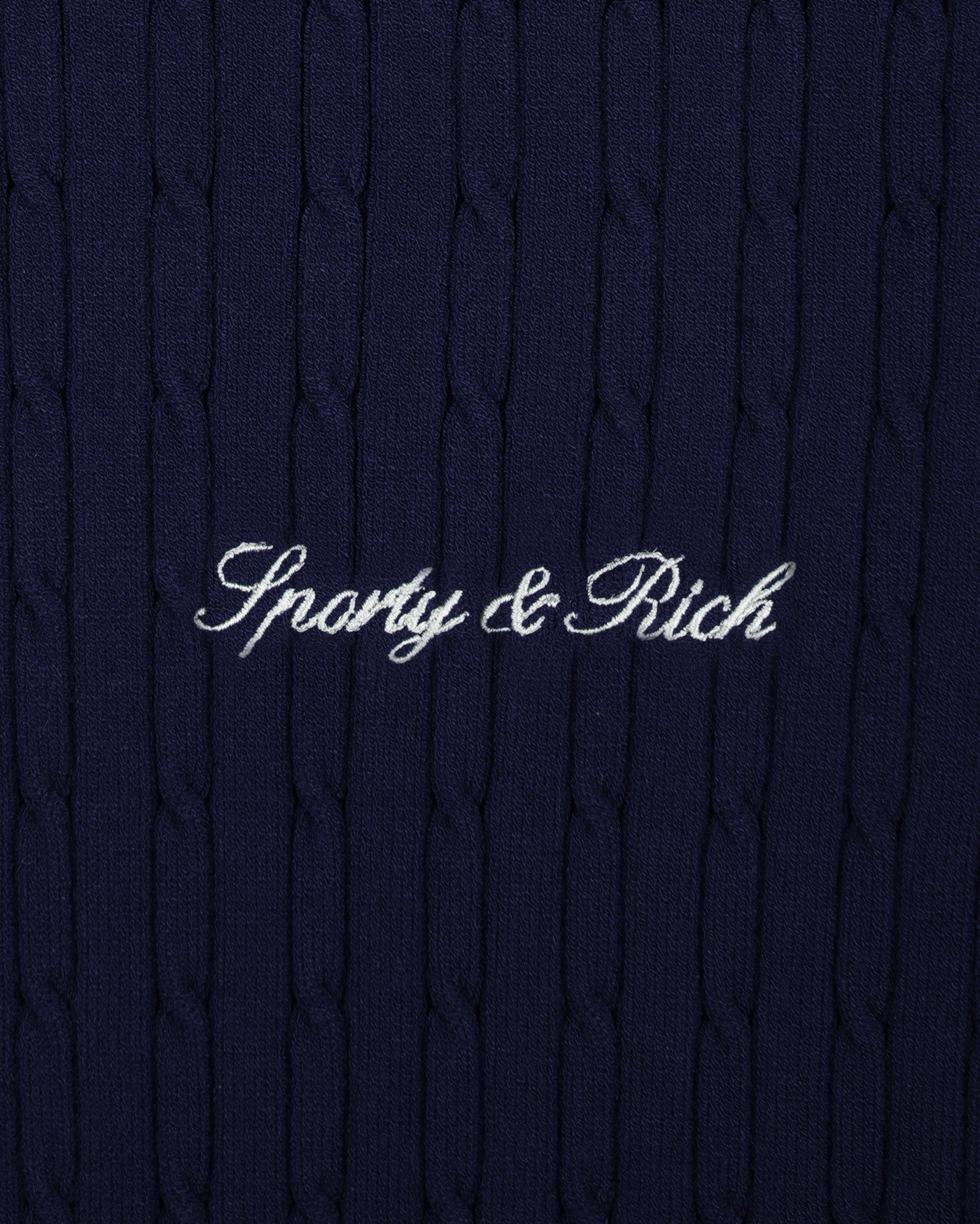 Signature Logo Mini Cable Polo - Navy/White