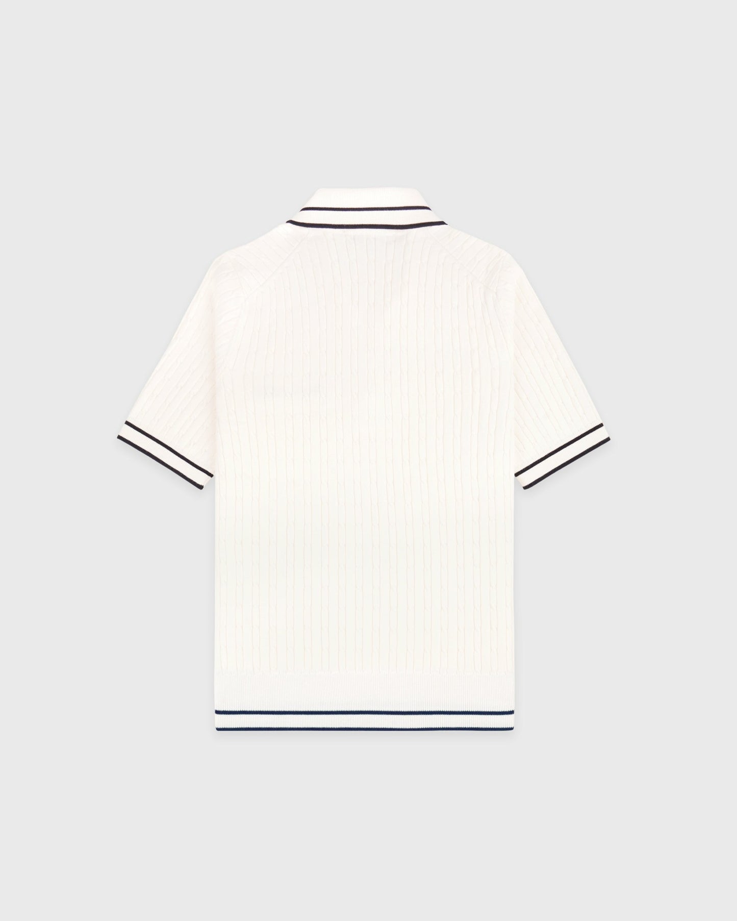 Signature Logo Mini Cable Polo - Ecru/Navy