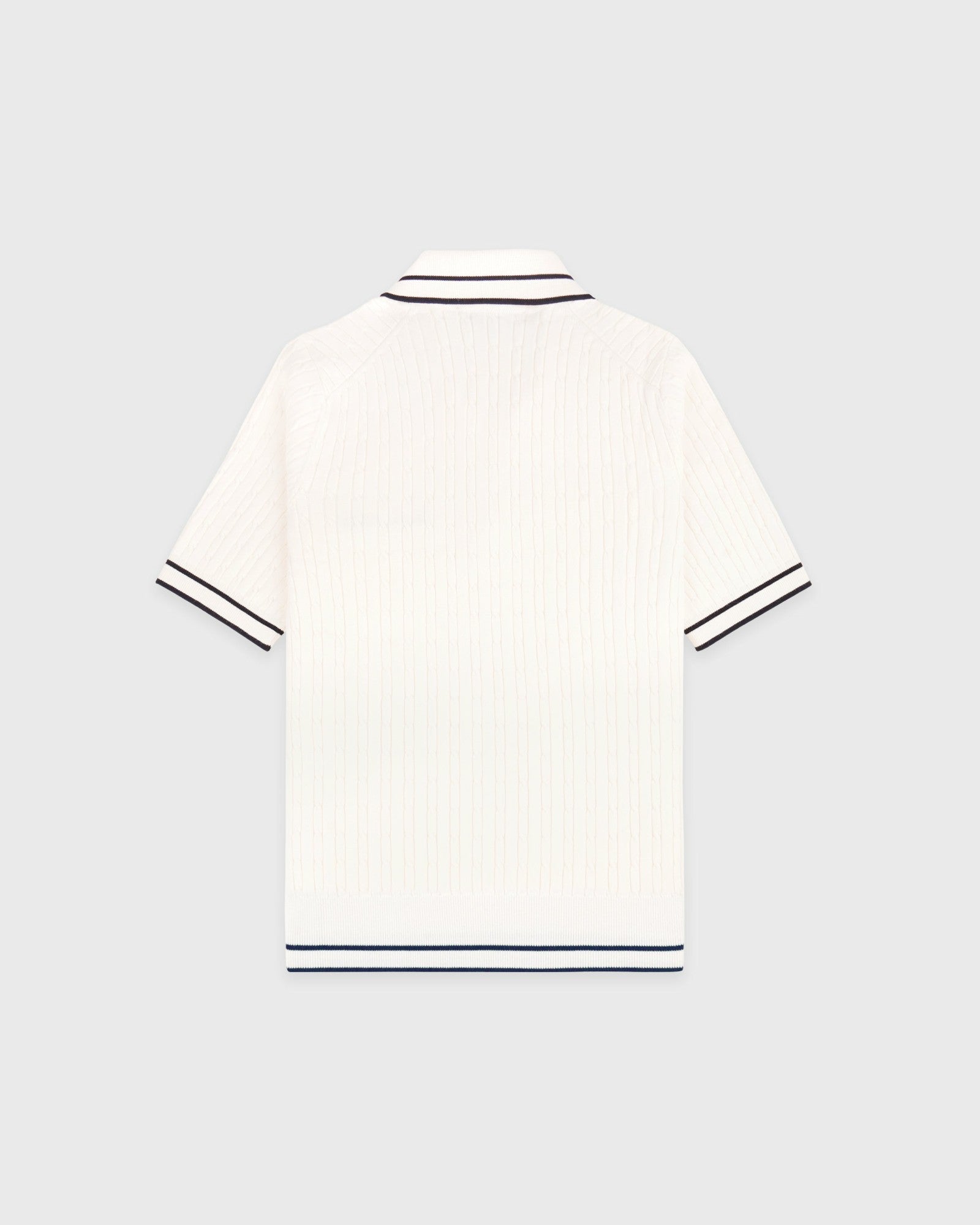 Signature Logo Mini Cable Polo - Ecru/Navy