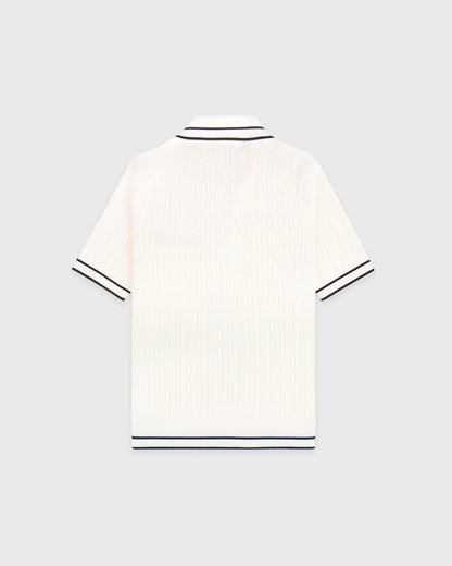 Signature Logo Mini Cable Polo - Ecru/Navy