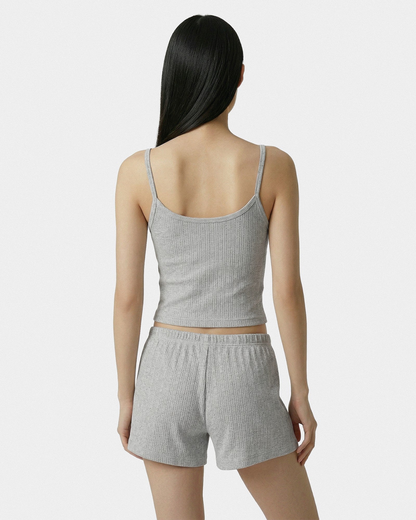 Signature Logo Pointelle Tank - Heather Gray