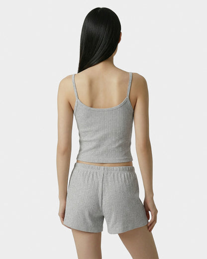 Signature Logo Pointelle Tank - Heather Gray