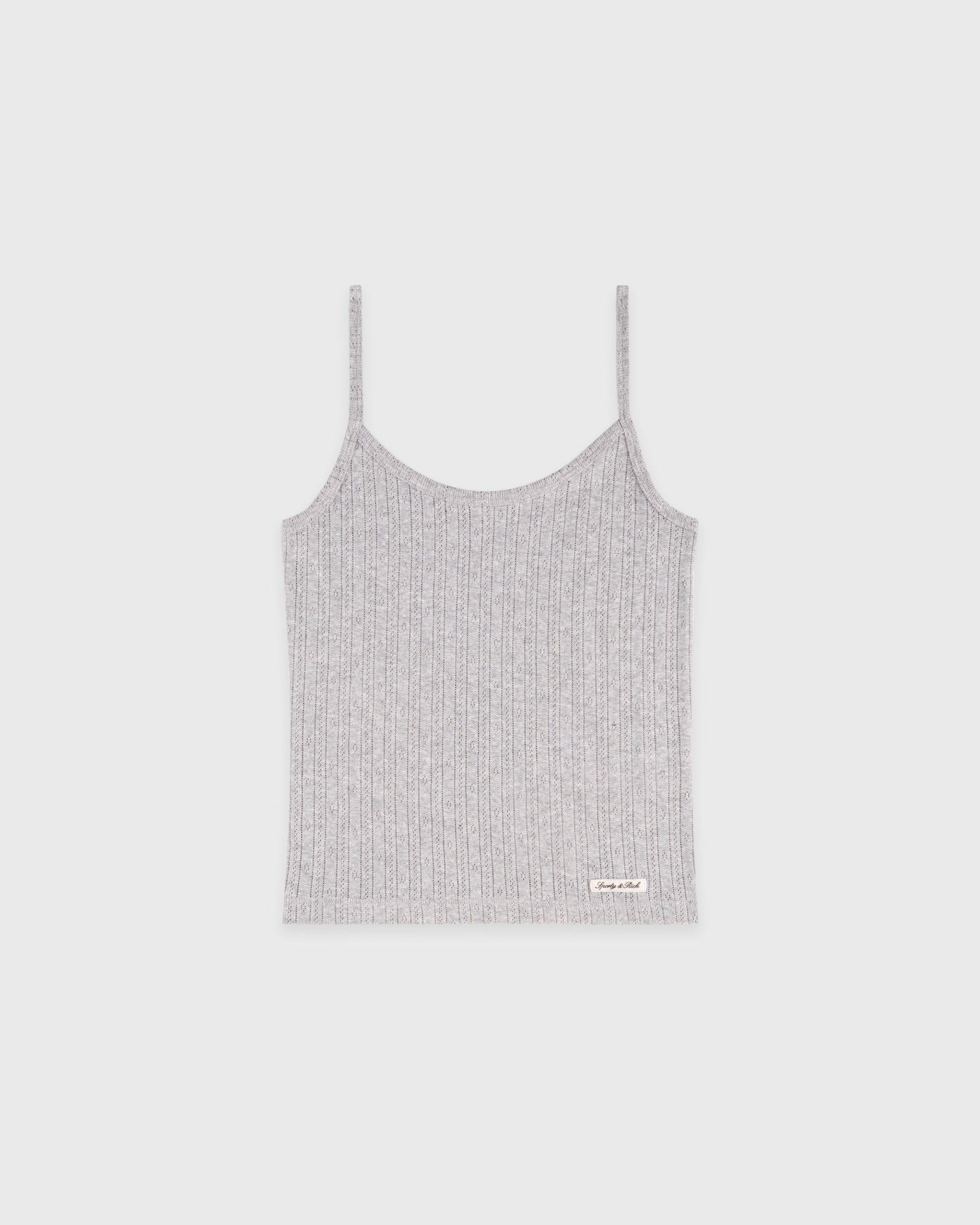 Signature Logo Pointelle Tank - Heather Gray