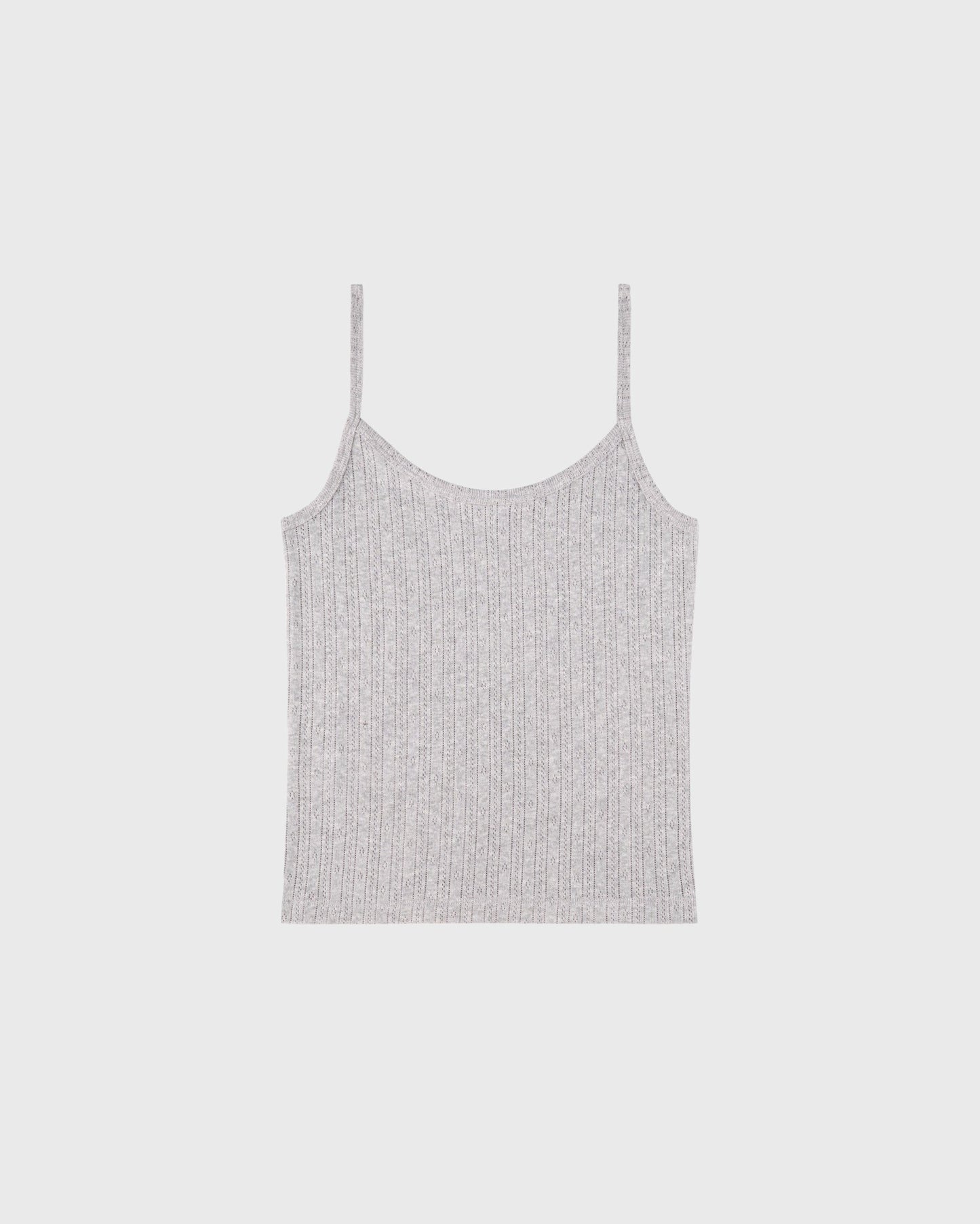 Signature Logo Pointelle Tank - Heather Gray