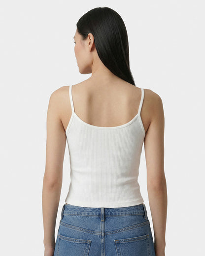 Signature Logo Pointelle Tank - White