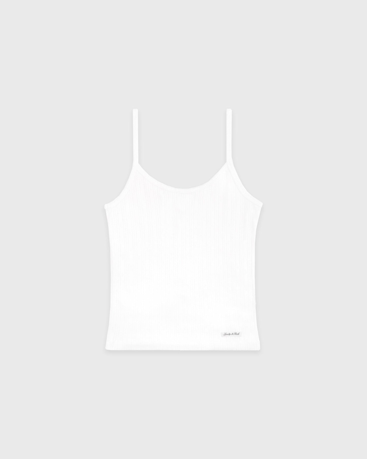 Signature Logo Pointelle Tank - White