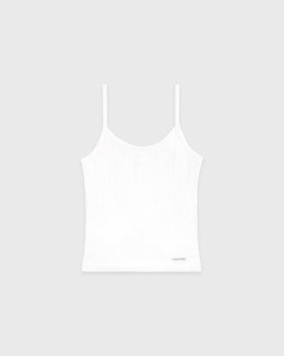 Signature Logo Pointelle Tank - White