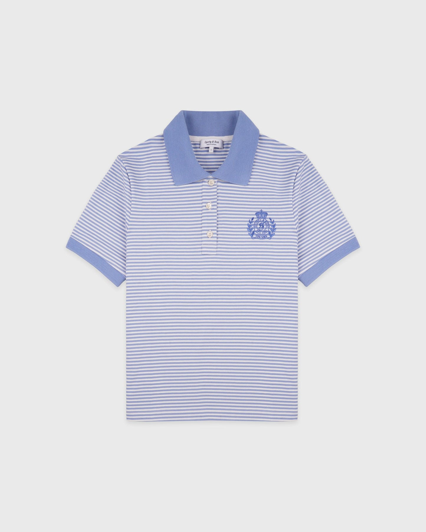 NY Crest Prep Polo - Periwinkle Stripe