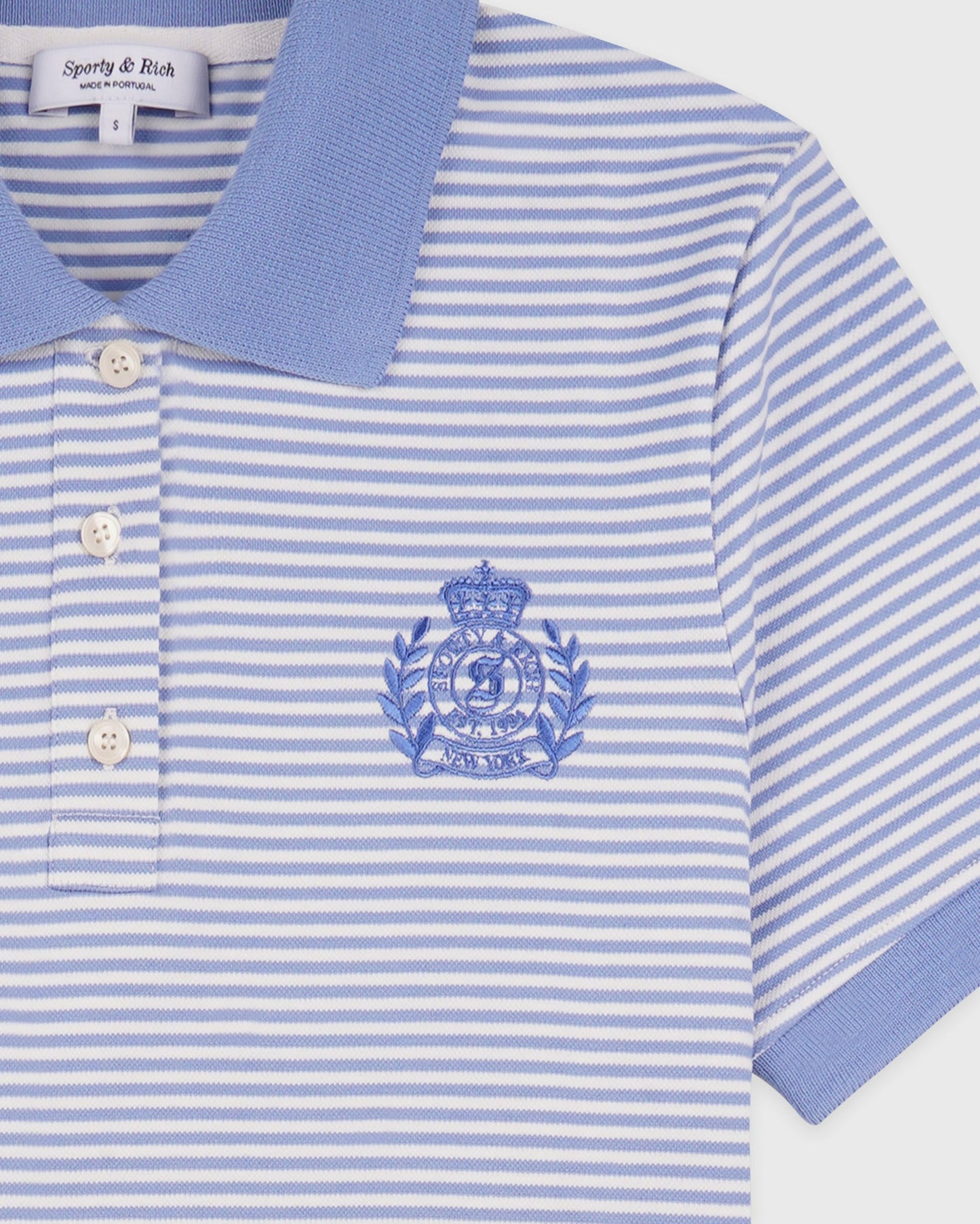 NY Crest Prep Polo - Periwinkle Stripe