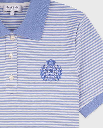 NY Crest Prep Polo - Periwinkle Stripe