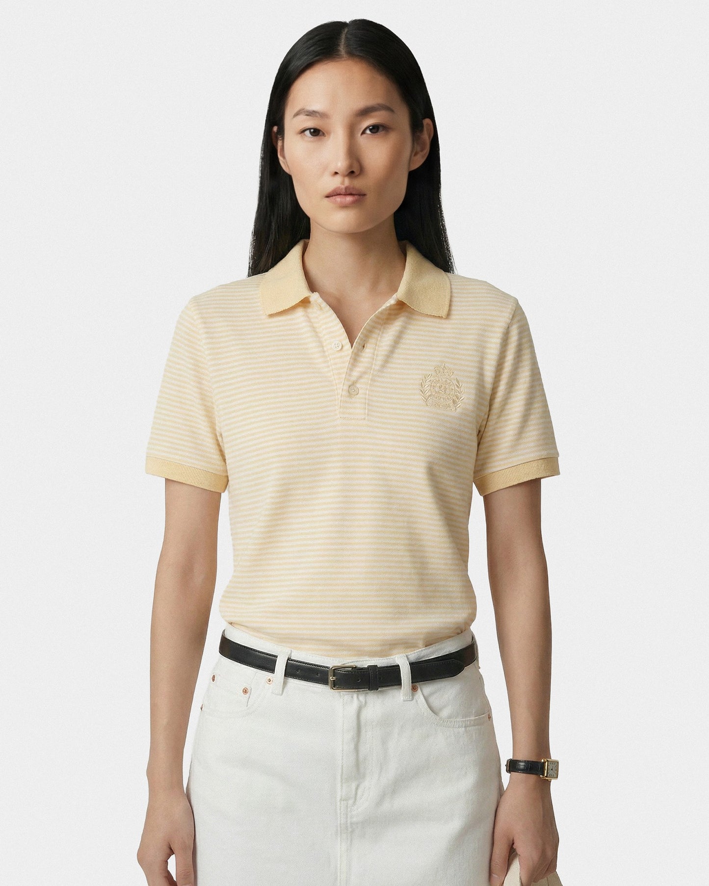 NY Crest Prep Polo - Almond Striped