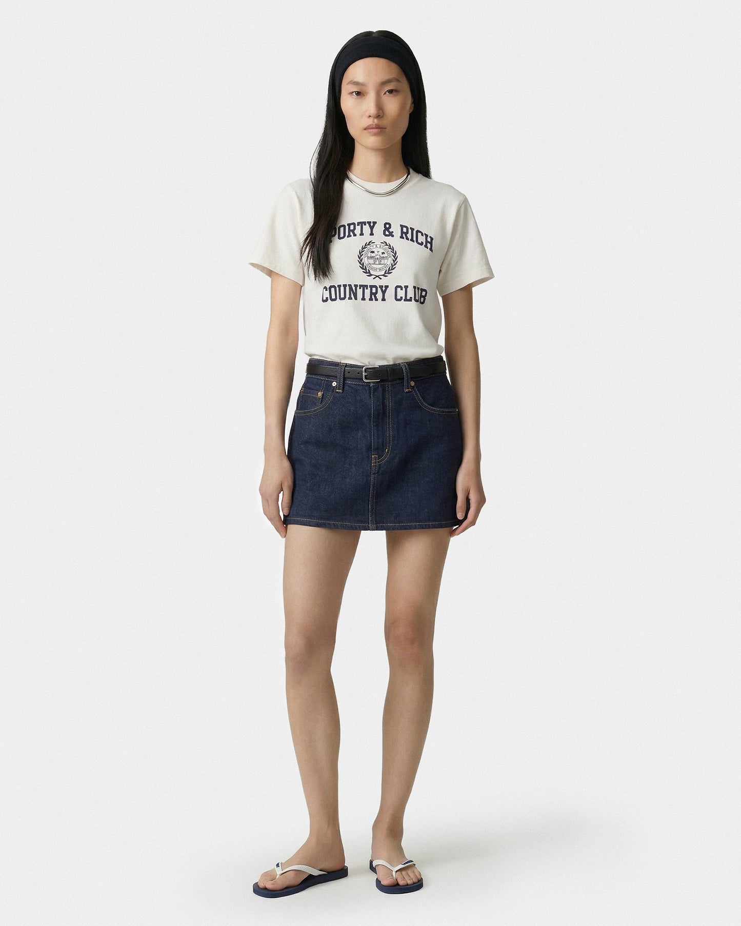 Varsity Crest Essential Tee - Ecru/Navy