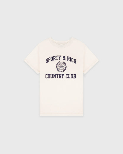 Varsity Crest Essential Tee - Ecru/Navy