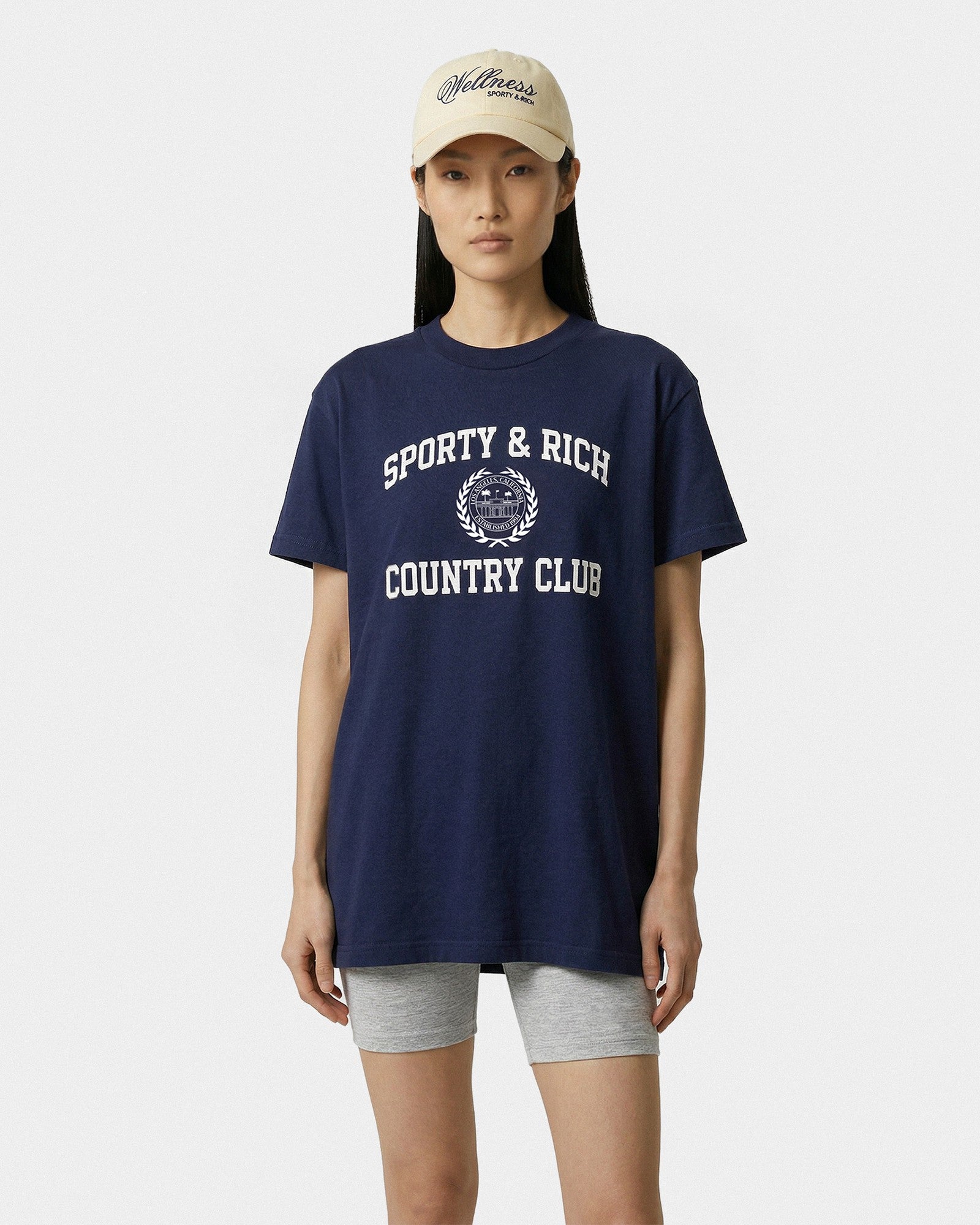 Varsity Crest Essential Tee - Navy/White