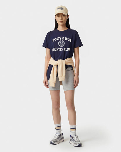 Varsity Crest Essential Tee - Navy/White