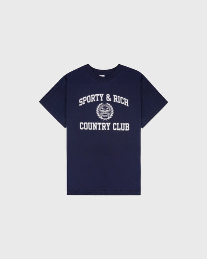 Varsity Crest Essential Tee - Navy/White
