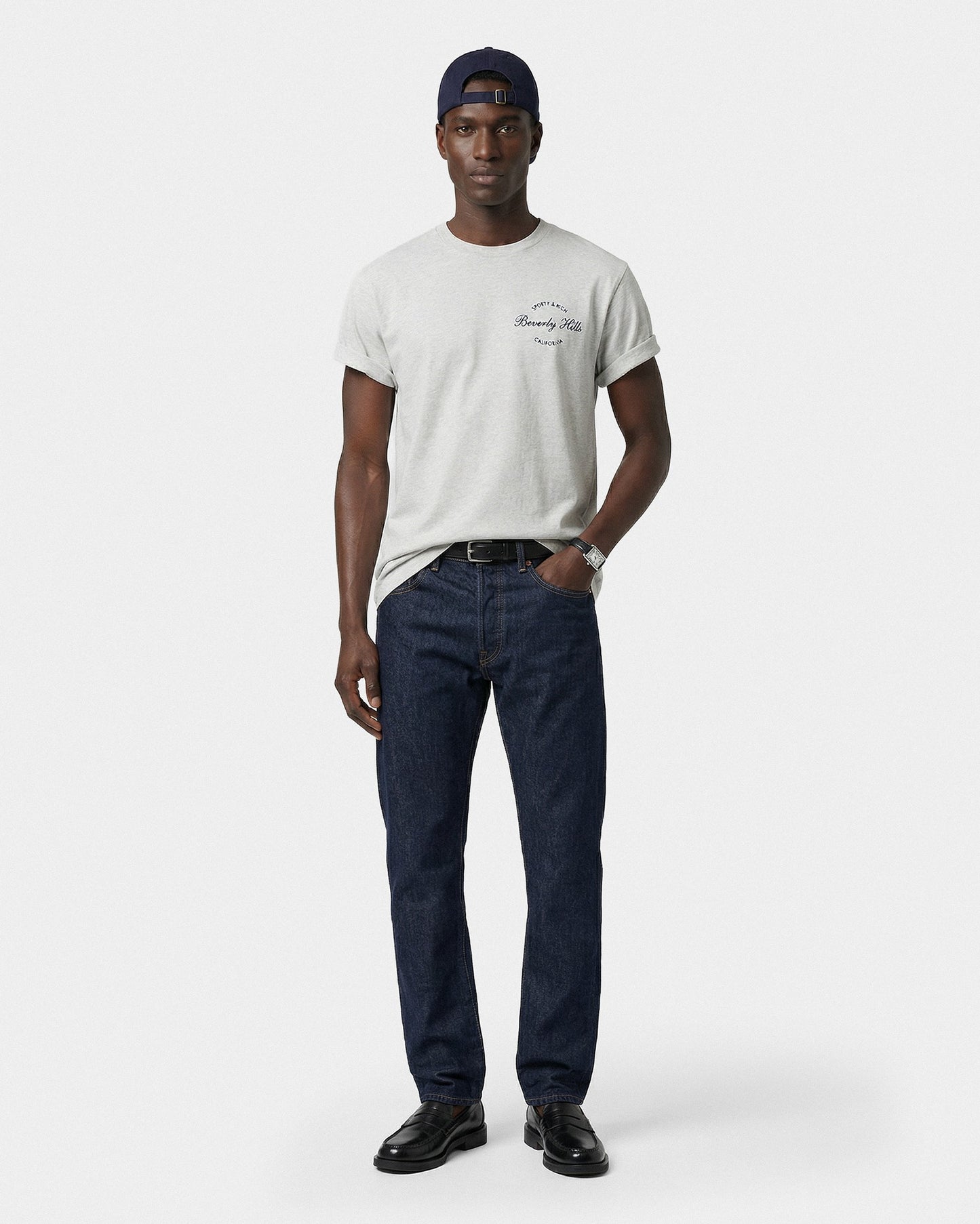 Beverly Script T-Shirt - Heather Gray/Navy