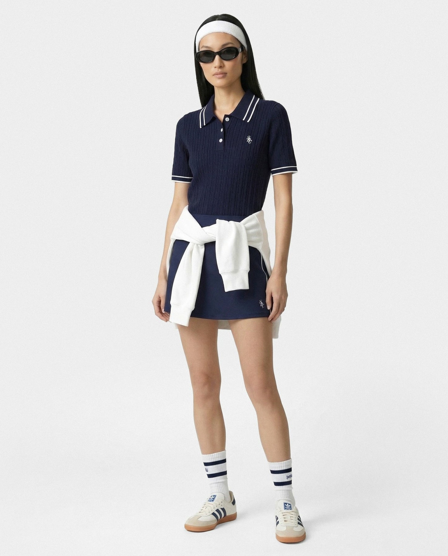 SRC Mini Cable Polo - Navy/White