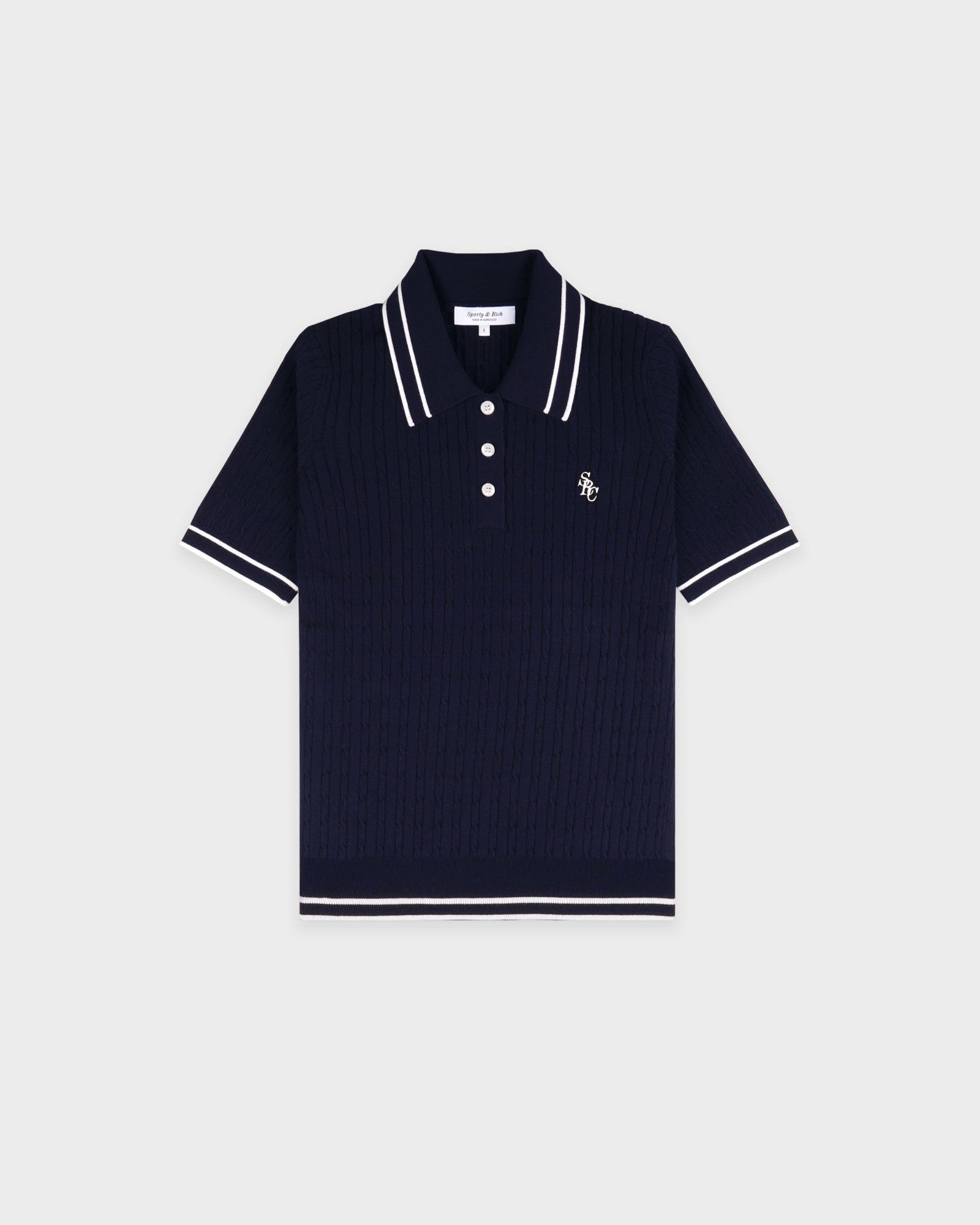 SRC Mini Cable Polo - Navy/White