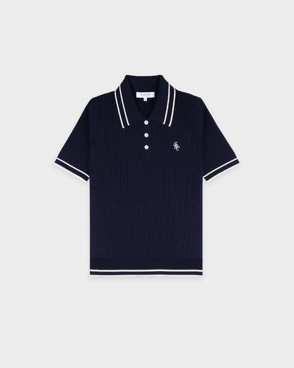SRC Mini Cable Polo - Navy/White