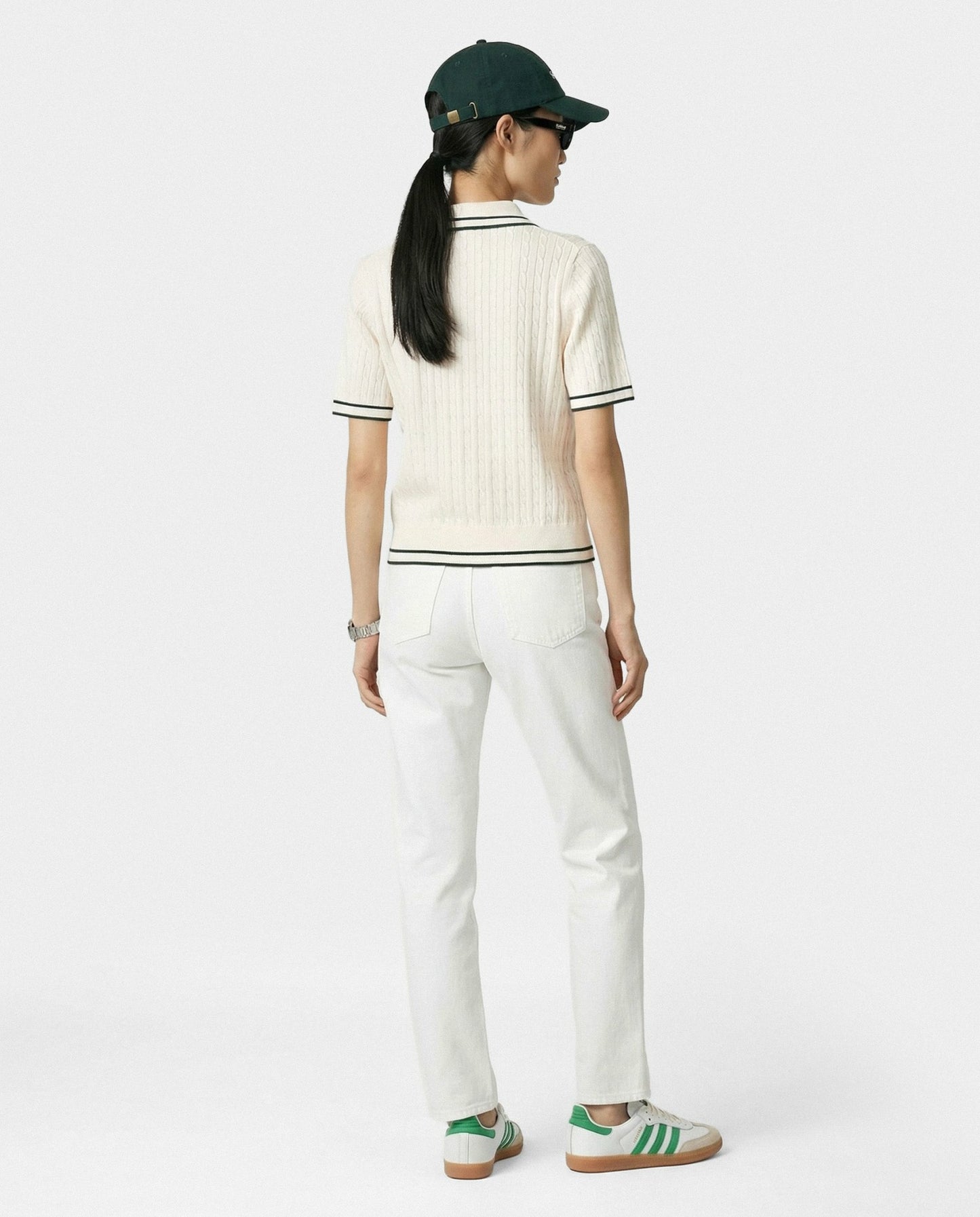 SRC Mini Cable Polo - Ecru/Forest