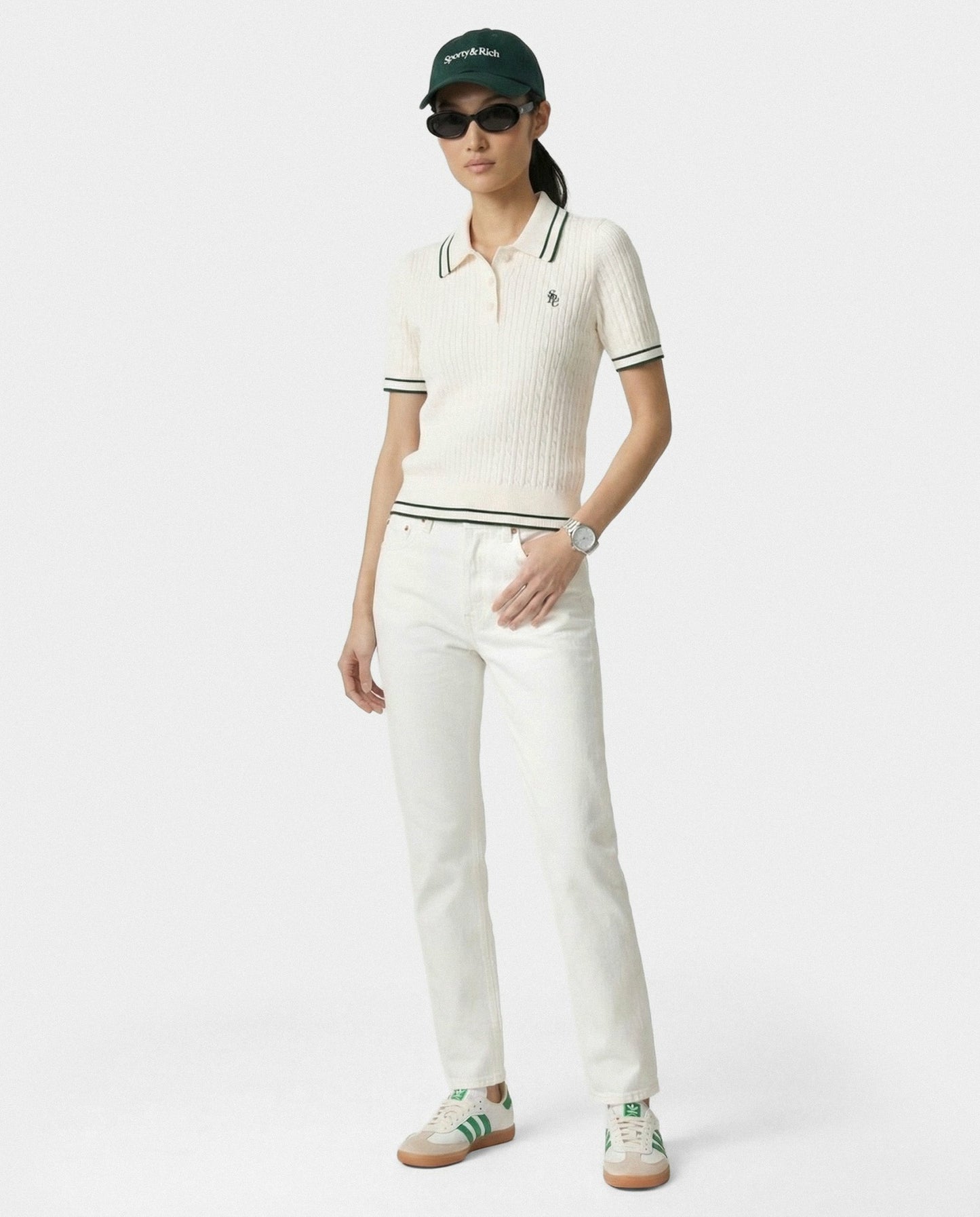 SRC Mini Cable Polo - Ecru/Forest