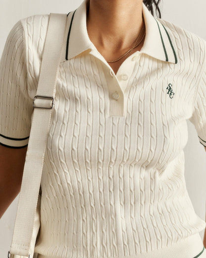 SRC Mini Cable Polo - Ecru/Forest