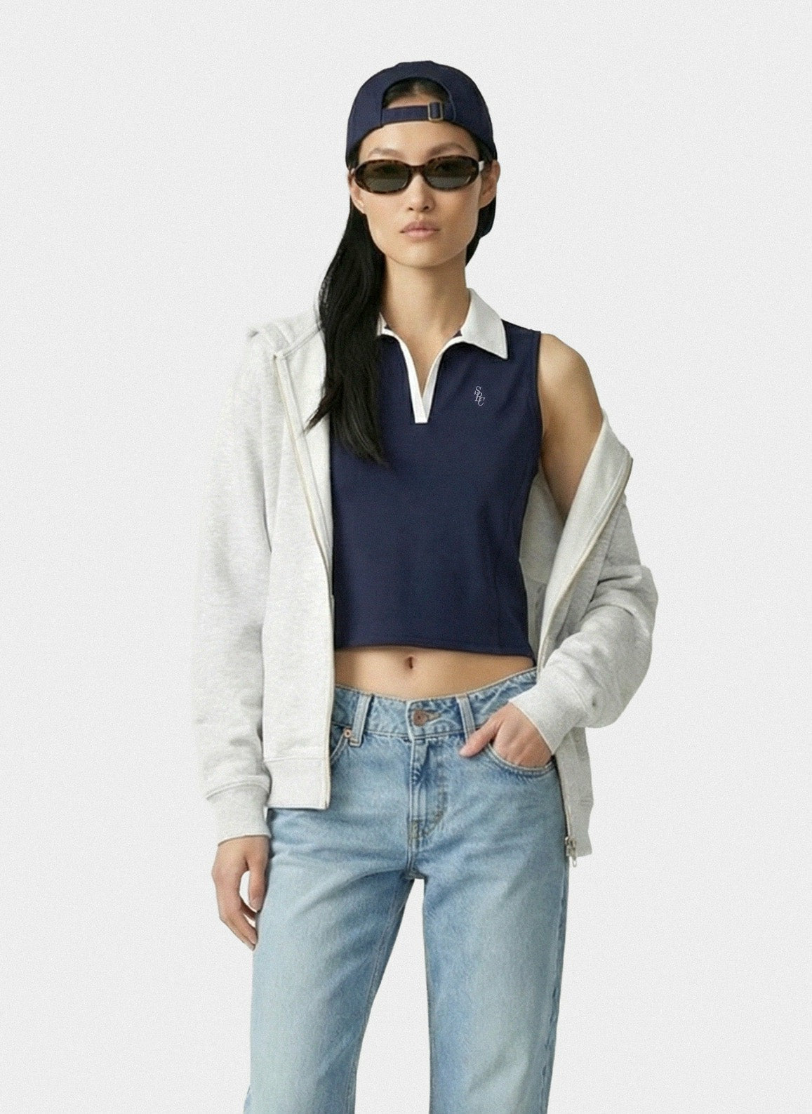 SRC Sports Polo Vest - Navy/White
