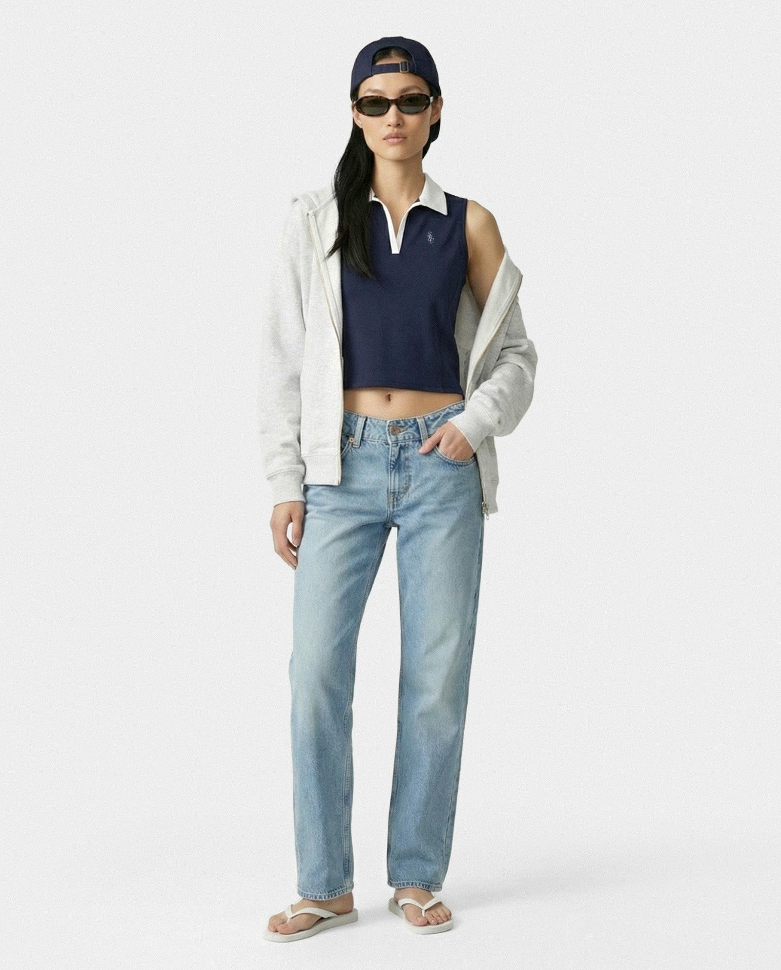 SRC Sports Polo Vest - Navy/White