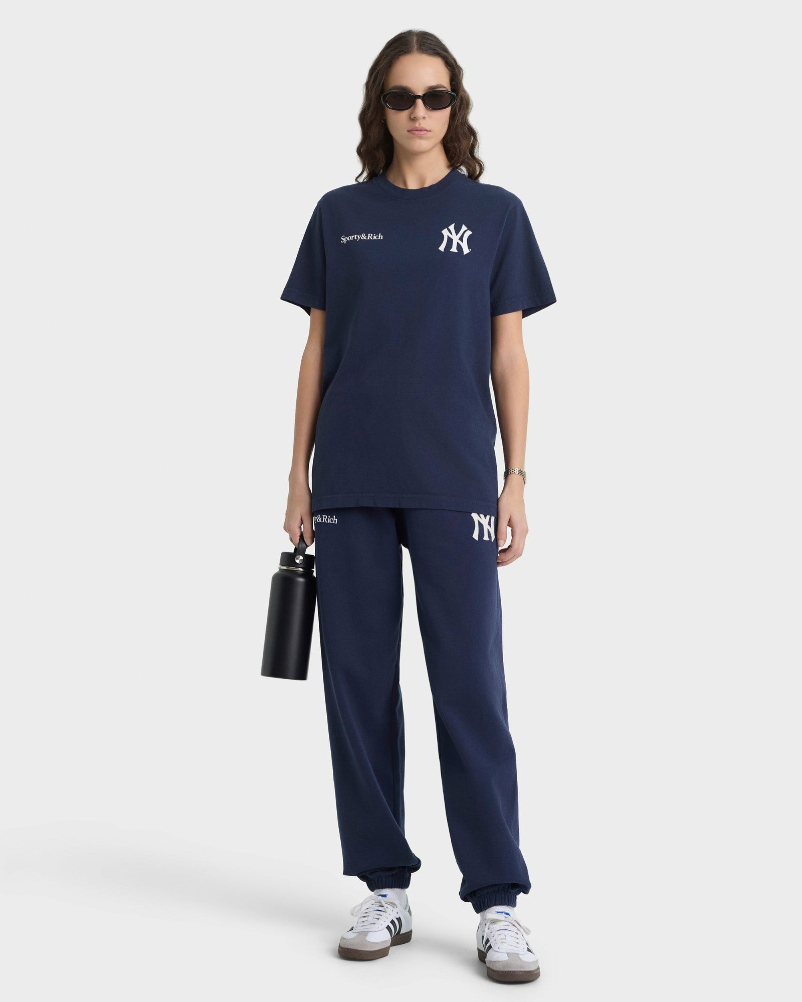 Yankees Curve T-Shirt - Navy/White