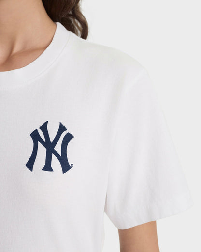 Yankees Curve T-Shirt - White/Navy
